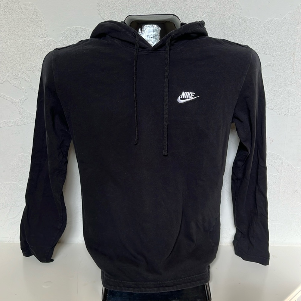 NIKE Men’s Black Pull Over Cotton Long Sleeve Hoodie without Pockets Size M